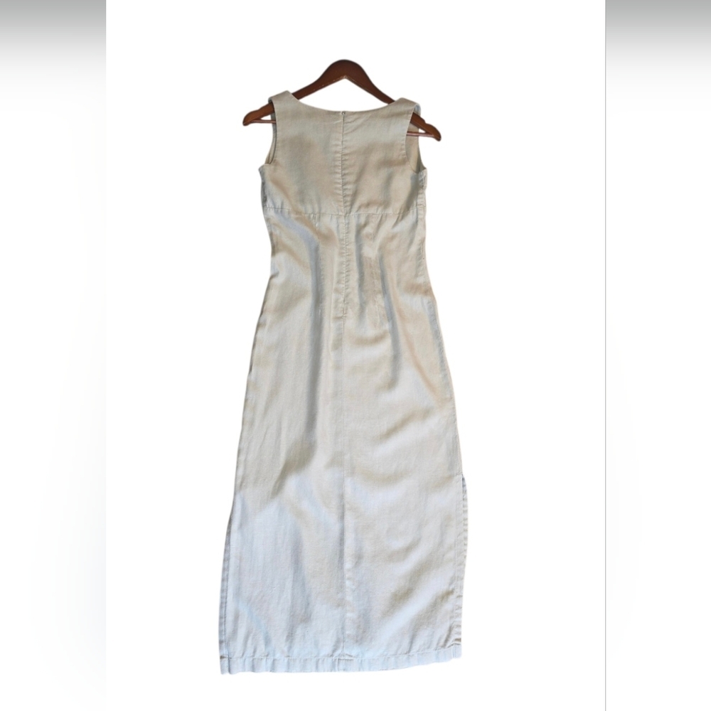 Linen Maxi Dress Size 1 Excellent condition. Sleeveless. V neck crossover. - Picture 3 of 8